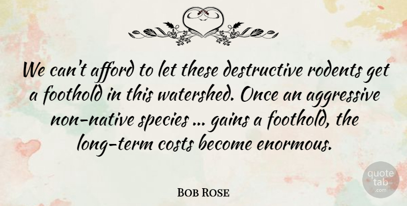 Bob Rose Quote About Afford, Aggressive, Costs, Gains, Rodents: We Cant Afford To Let...