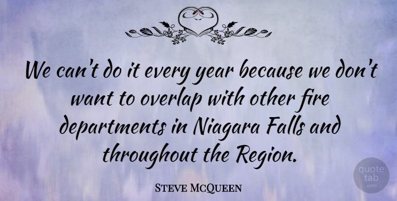 Steve McQueen Quote About Falls, Fire, Niagara, Overlap, Throughout: We Cant Do It Every...
