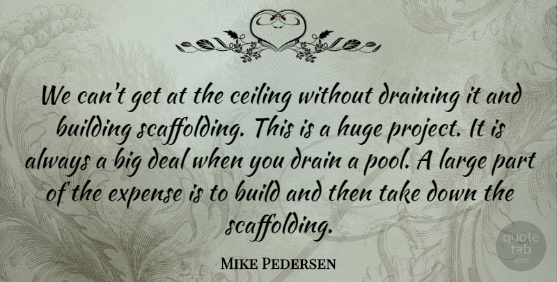 Mike Pedersen Quote About Building, Ceiling, Deal, Draining, Expense: We Cant Get At The...