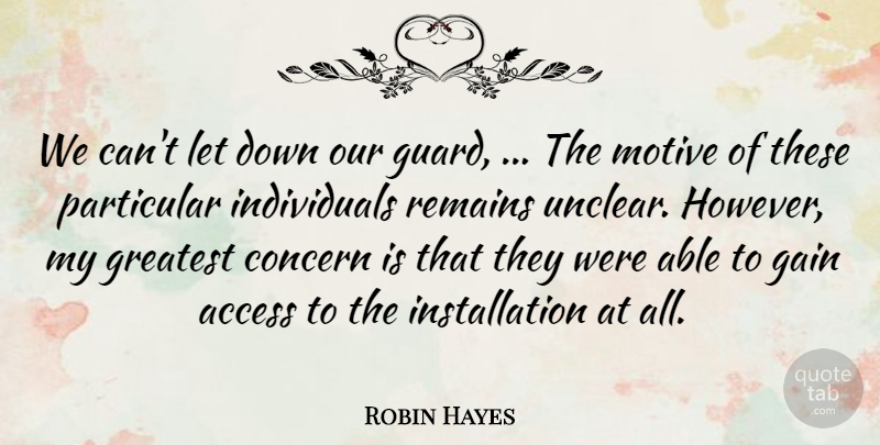 Robin Hayes Quote About Access, Concern, Gain, Greatest, Motive: We Cant Let Down Our...