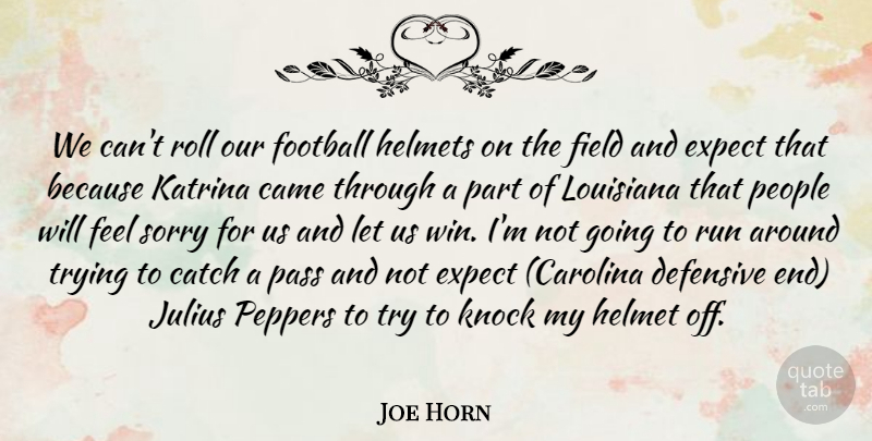 Joe Horn Quote About Came, Catch, Defensive, Expect, Field: We Cant Roll Our Football...
