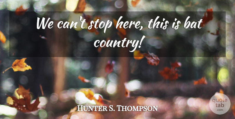 Hunter S. Thompson Quote About Country, Las Vegas, Fear And Loathing: We Cant Stop Here This...
