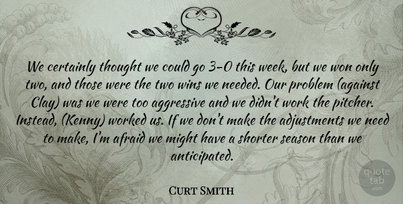Curt Smith Quote About Afraid, Aggressive, Certainly, Might, Problem: We Certainly Thought We Could...
