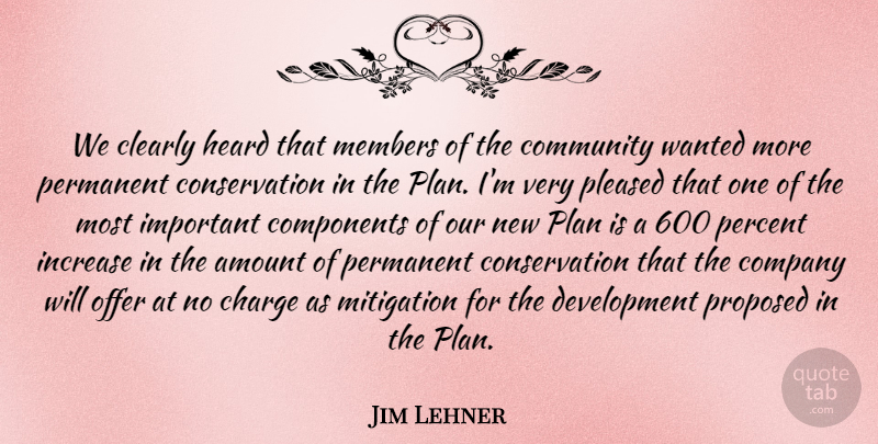 Jim Lehner Quote About Amount, Charge, Clearly, Community, Company: We Clearly Heard That Members...