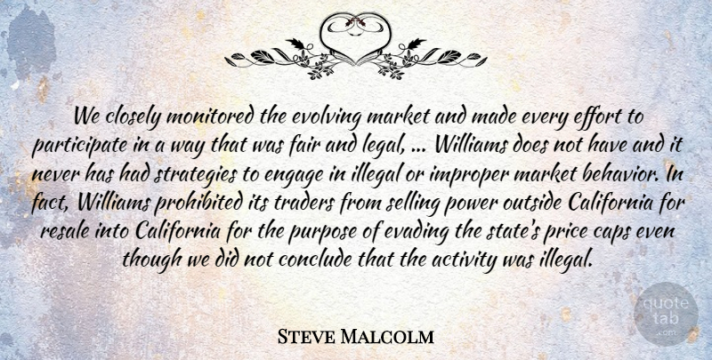 Steve Malcolm Quote About Activity, California, Caps, Closely, Conclude: We Closely Monitored The Evolving...