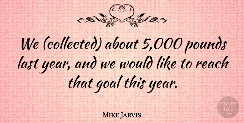 Mike Jarvis Quote About Goal, Last, Pounds, Reach: We Collected About 5 000...