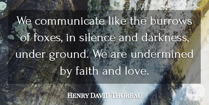 Henry David Thoreau Quote About Faith, Communication, Silence: We Communicate Like The Burrows...