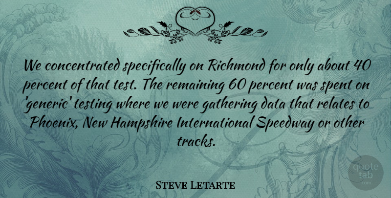 Steve Letarte Quote About Data, Gathering, Hampshire, Percent, Relates: We Concentrated Specifically On Richmond...