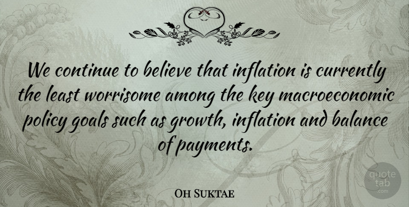 Oh Suktae Quote About Among, Balance, Believe, Continue, Currently: We Continue To Believe That...