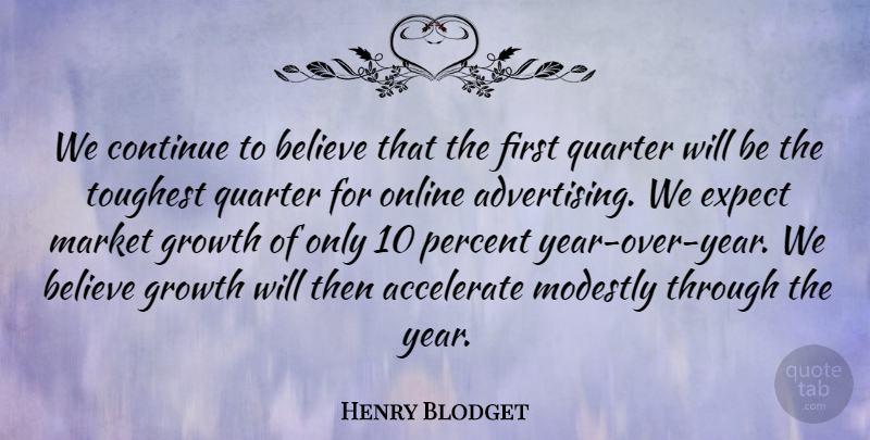 Henry Blodget Quote About Accelerate, Advertising, Believe, Continue, Expect: We Continue To Believe That...
