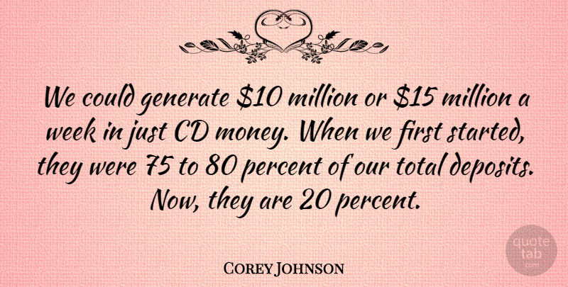 Corey Johnson Quote About Cd, Generate, Million, Percent, Total: We Could Generate 10 Million...