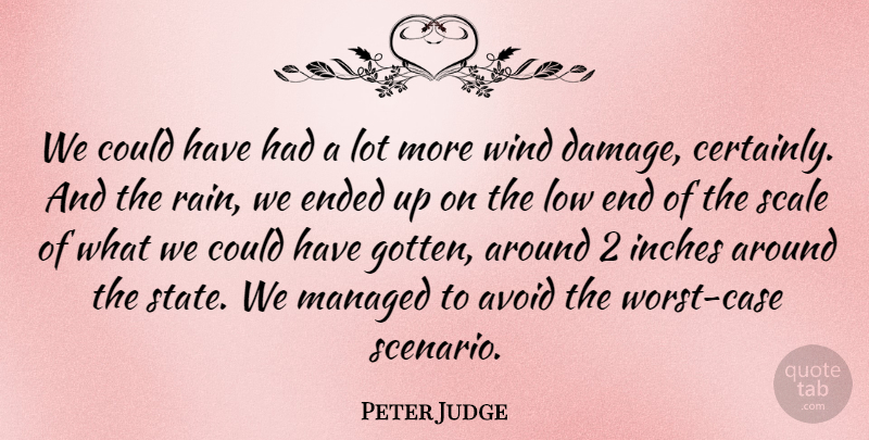 Peter Judge Quote About Avoid, Ended, Inches, Low, Scale: We Could Have Had A...