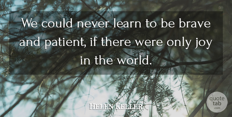 Helen Keller Quote About Inspirational, Patience, Wisdom: We Could Never Learn To...