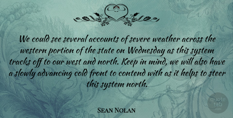 Sean Nolan Quote About Accounts, Across, Advancing, Cold, Contend: We Could See Several Accounts...