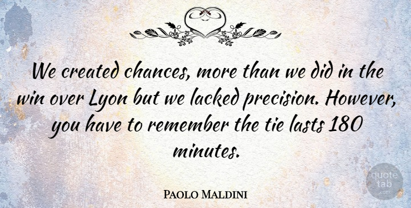 Paolo Maldini Quote About Created, Lasts, Remember, Tie, Win: We Created Chances More Than...