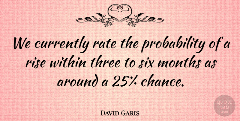 David Garis Quote About Currently, Months, Rate, Rise, Six: We Currently Rate The Probability...