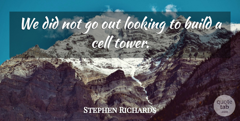 Stephen Richards Quote About Build, Cell, Looking: We Did Not Go Out...