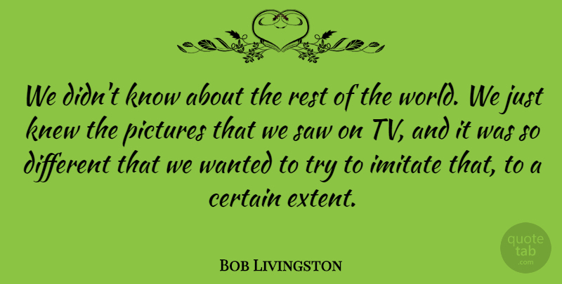 Bob Livingston Quote About Certain, Imitate, Knew, Pictures, Rest: We Didnt Know About The...