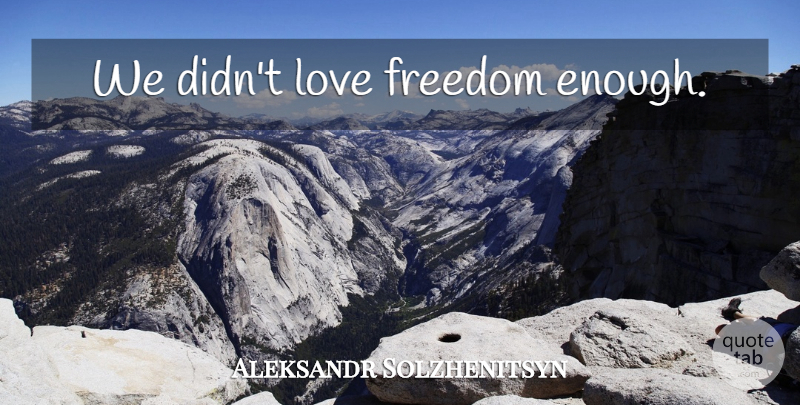 Aleksandr Solzhenitsyn Quote About Enough, Love Freedom: We Didnt Love Freedom Enough...