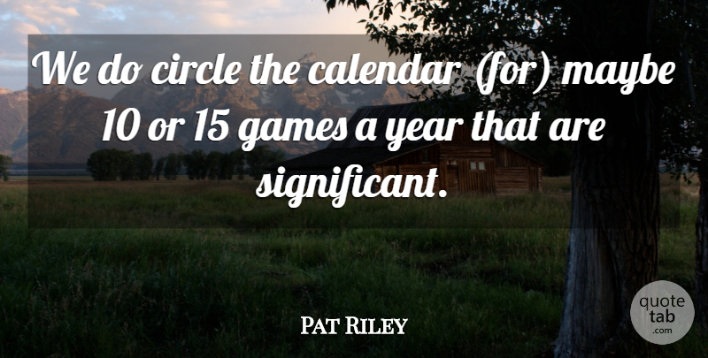 Pat Riley Quote About Calendar, Circle, Games, Maybe, Year: We Do Circle The Calendar...