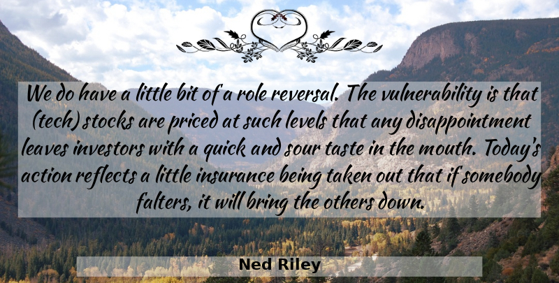 Ned Riley Quote About Action, Bit, Bring, Insurance, Investors: We Do Have A Little...