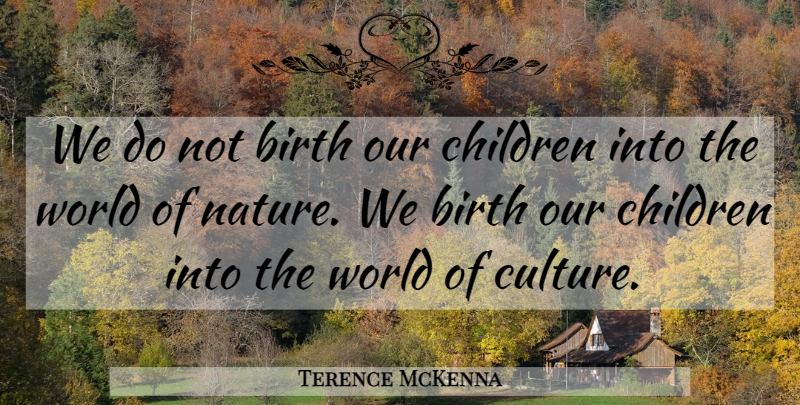 Terence McKenna Quote About Children, Culture, World: We Do Not Birth Our...