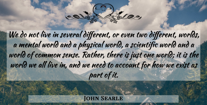 John Searle Quote About Knowledge, Two, Common Sense: We Do Not Live In...
