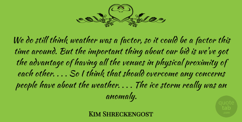 Kim Shreckengost Quote About Advantage, Bid, Concerns, Factor, Ice: We Do Still Think Weather...