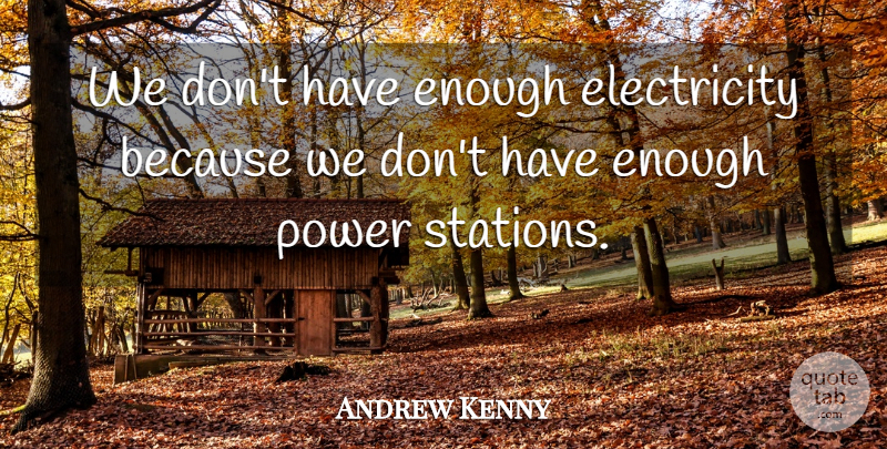 Andrew Kenny Quote About Electricity, Power: We Dont Have Enough Electricity...