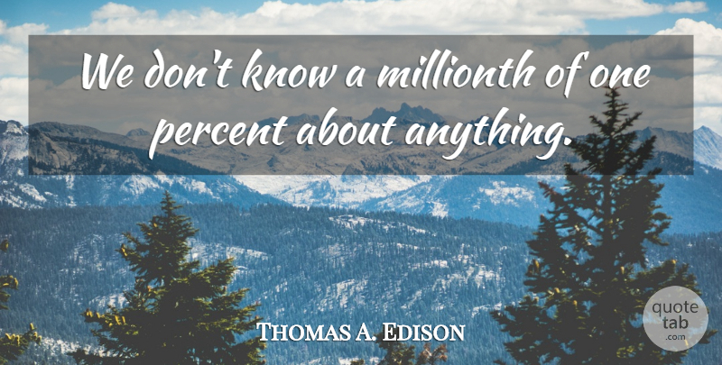 Thomas A. Edison Quote About Drinking, Ignorance, Knowledge: We Dont Know A Millionth...