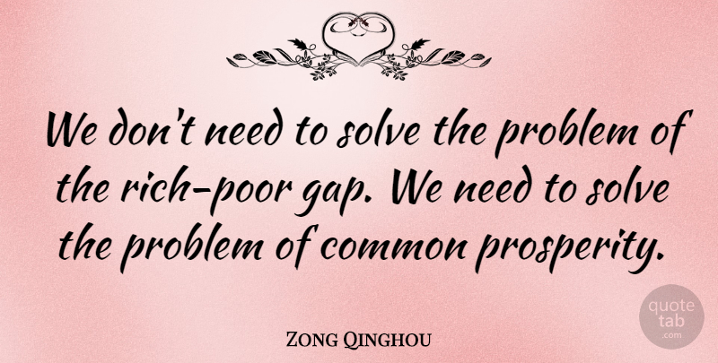 Zong Qinghou Quote About Common, Solve: We Dont Need To Solve...