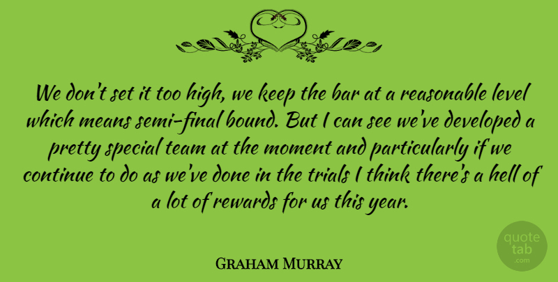 Graham Murray Quote About Bar, Continue, Developed, Hell, Level: We Dont Set It Too...