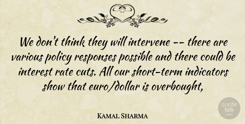 Kamal Sharma Quote About Interest, Intervene, Policy, Possible, Rate: We Dont Think They Will...