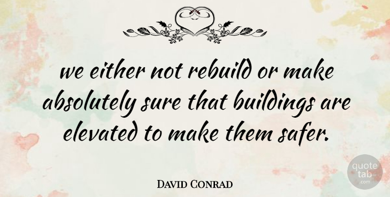 David Conrad Quote About Absolutely, Buildings, Either, Elevated, Rebuild: We Either Not Rebuild Or...