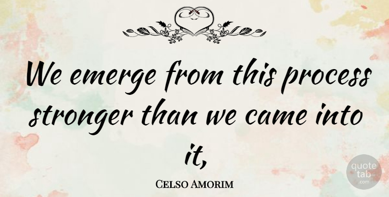 Celso Amorim Quote About Came, Emerge, Process, Stronger: We Emerge From This Process...