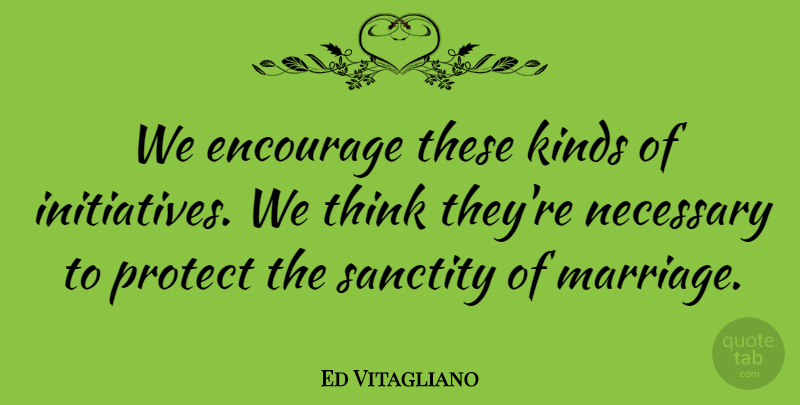 Ed Vitagliano Quote About Encourage, Kinds, Marriage, Necessary, Protect: We Encourage These Kinds Of...
