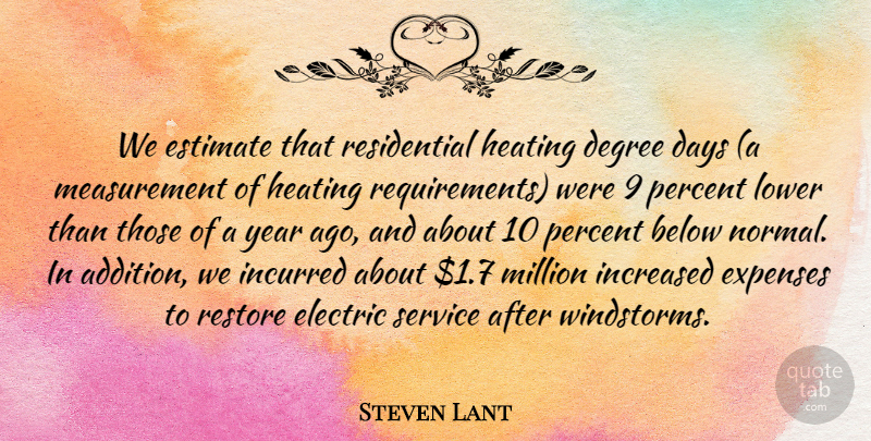 Steven Lant Quote About Below, Days, Degree, Electric, Estimate: We Estimate That Residential Heating...