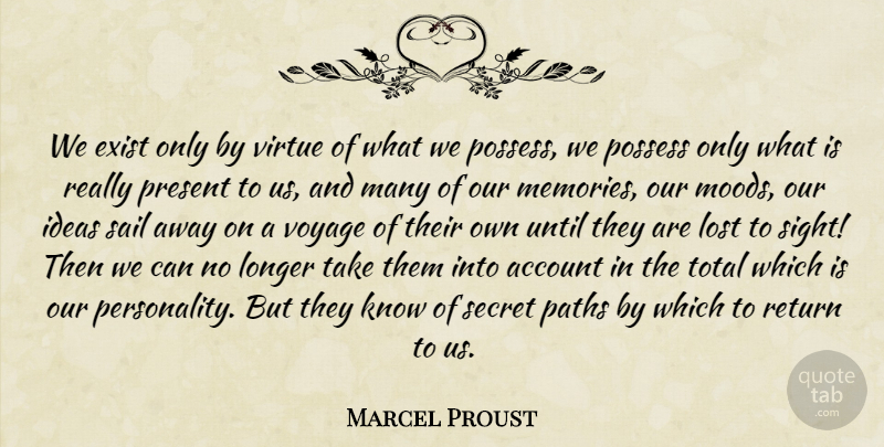 Marcel Proust Quote About Memories, Sight, Ideas: We Exist Only By Virtue...
