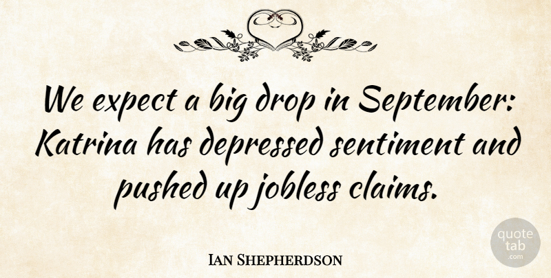 Ian Shepherdson Quote About Depressed, Drop, Expect, Katrina, Pushed: We Expect A Big Drop...