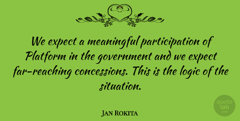 Jan Rokita Quote About Expect, Government, Logic, Meaningful, Platform: We Expect A Meaningful Participation...