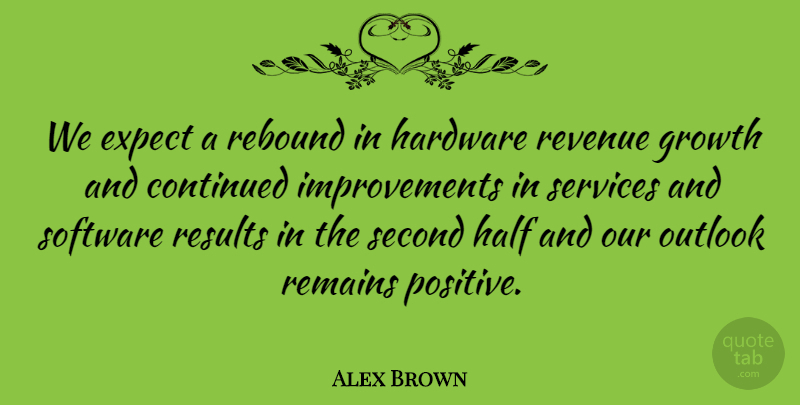 Alex Brown Quote About Continued, Expect, Growth, Half, Hardware: We Expect A Rebound In...