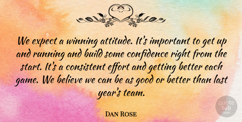 Dan Rose Quote About Believe, Build, Confidence, Consistent, Effort: We Expect A Winning Attitude...