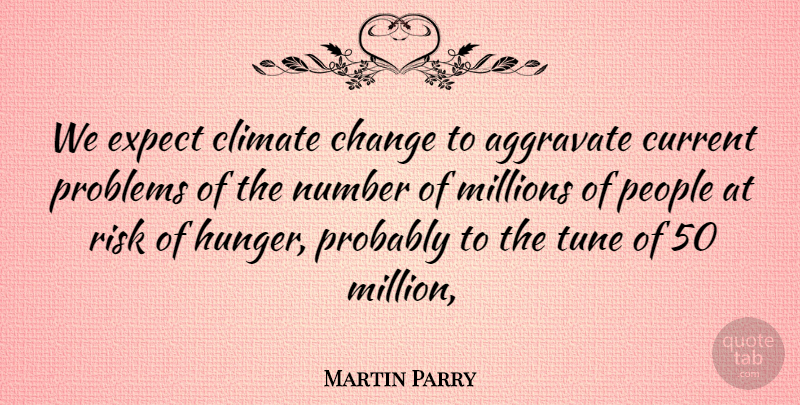 Martin Parry Quote About Change, Climate, Current, Expect, Millions: We Expect Climate Change To...