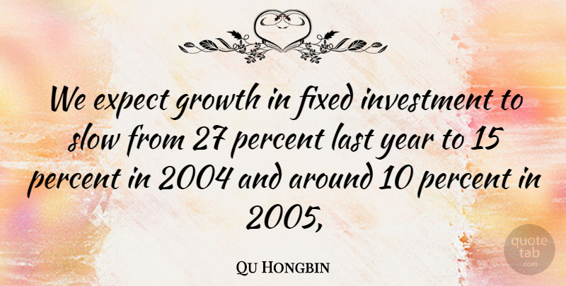 Qu Hongbin Quote About Expect, Fixed, Growth, Investment, Last: We Expect Growth In Fixed...