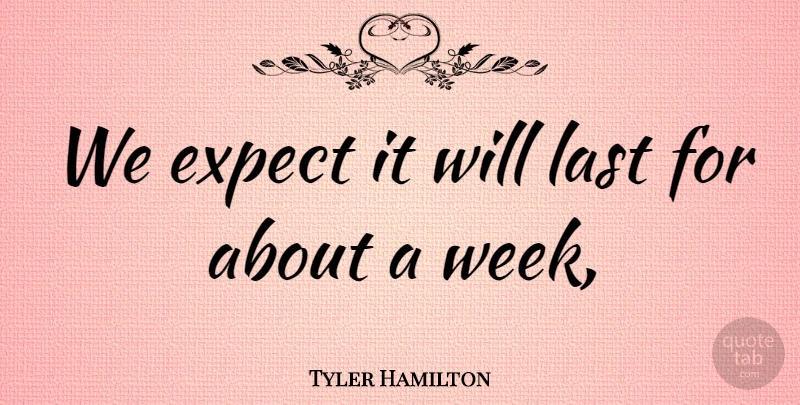 Tyler Hamilton Quote About Expect, Last: We Expect It Will Last...