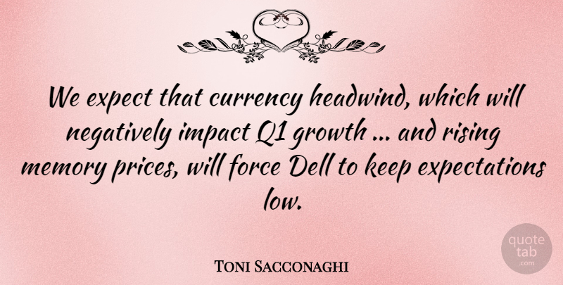Toni Sacconaghi Quote About Currency, Expect, Force, Growth, Impact: We Expect That Currency Headwind...