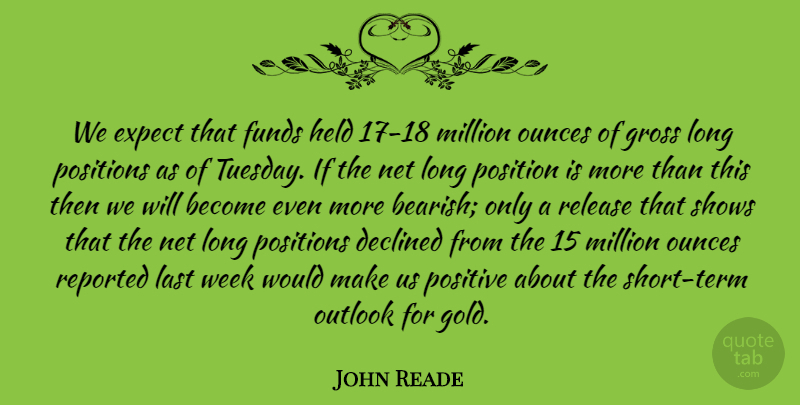 John Reade Quote About Declined, Expect, Funds, Gross, Held: We Expect That Funds Held...