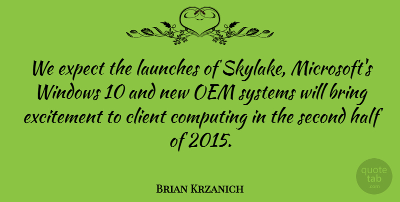Brian Krzanich Quote About Client, Computing, Expect, Half, Second: We Expect The Launches Of...