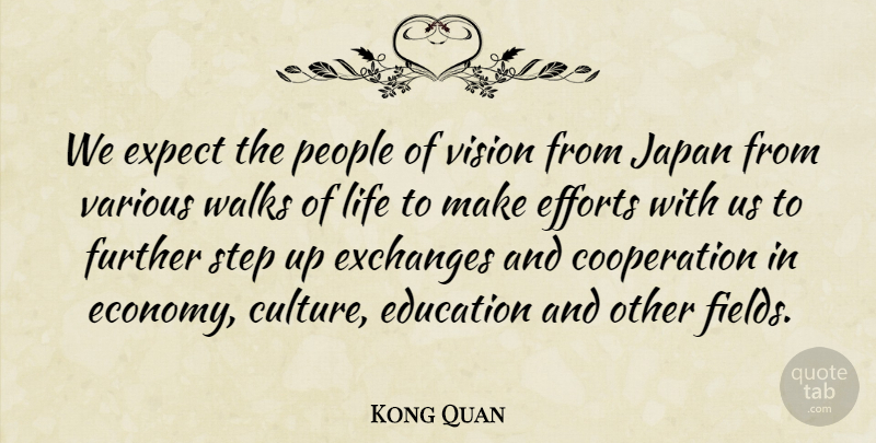 Kong Quan Quote About Cooperation, Education, Efforts, Exchanges, Expect: We Expect The People Of...