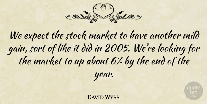 David Wyss Quote About Expect, Looking, Market, Mild, Sort: We Expect The Stock Market...
